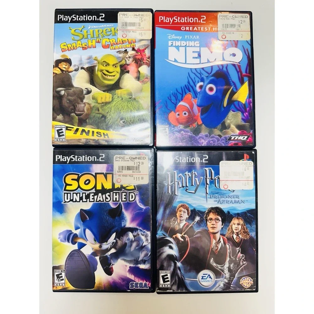 Sony PlayStation 2 LOT 4 Shrek  Finding Nemo Sonic Unleashed Harry Potter